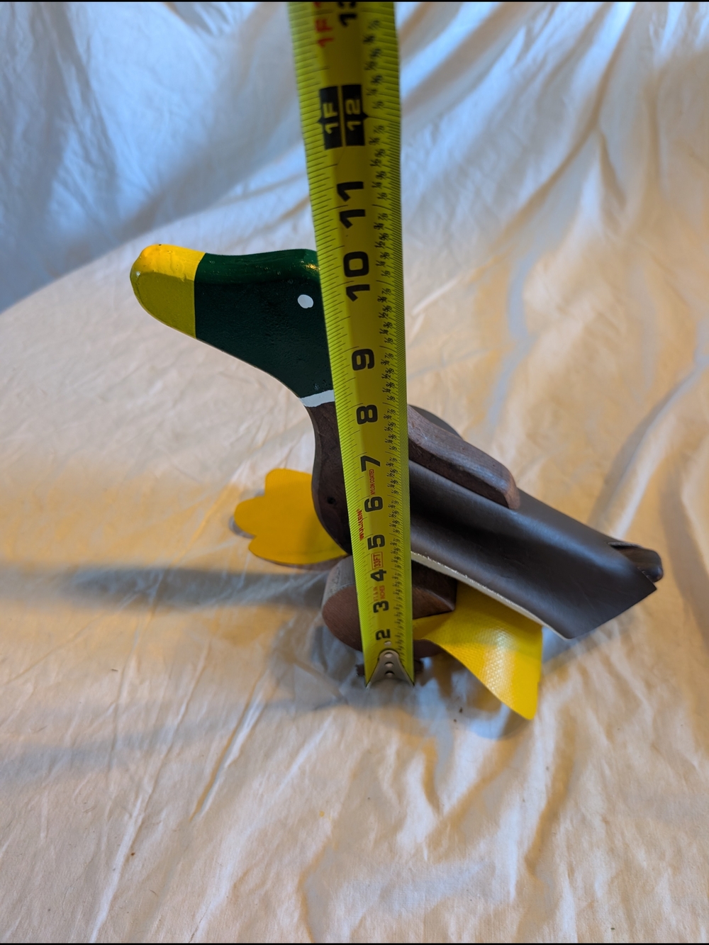 2/60$ Handcrafted Wooden Duck Figurine in Green, Yellow, Brown and Black - Picture 4 of 5